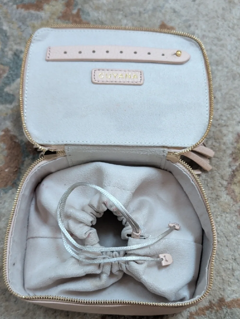Cuyana Blush Pink Leather Travel Jewelry Case